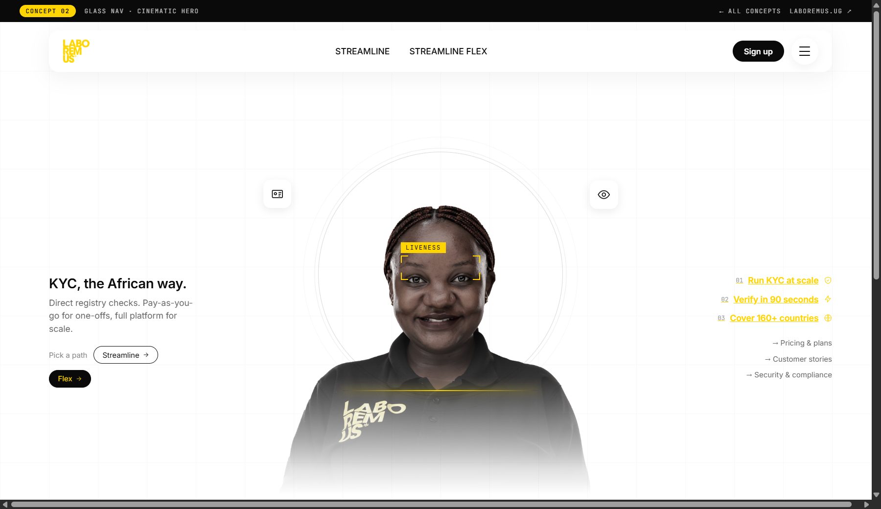 Preview of Glass Nav · Cinematic Hero concept
